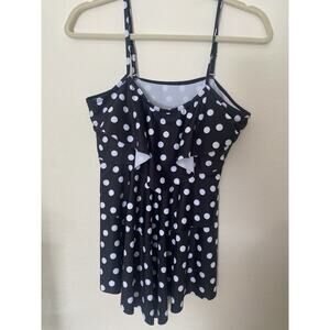 Holipick Black Polka Dot Tankini Swim Top Size L NWT